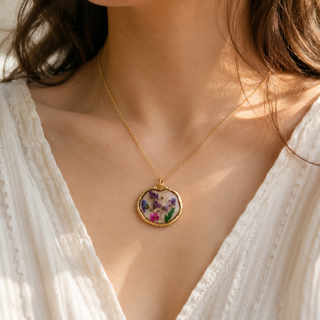 Everbloom Floral Medallion Charm-18K Gold Filled
