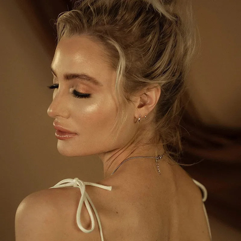 Elegant Polished Ear Studs - 18K Gold & White Gold Plated