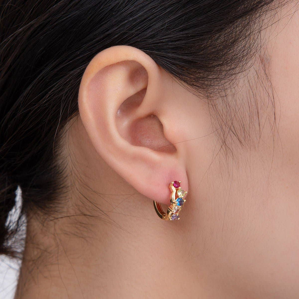 Starlight Gem Huggies-18k gold filled huggies