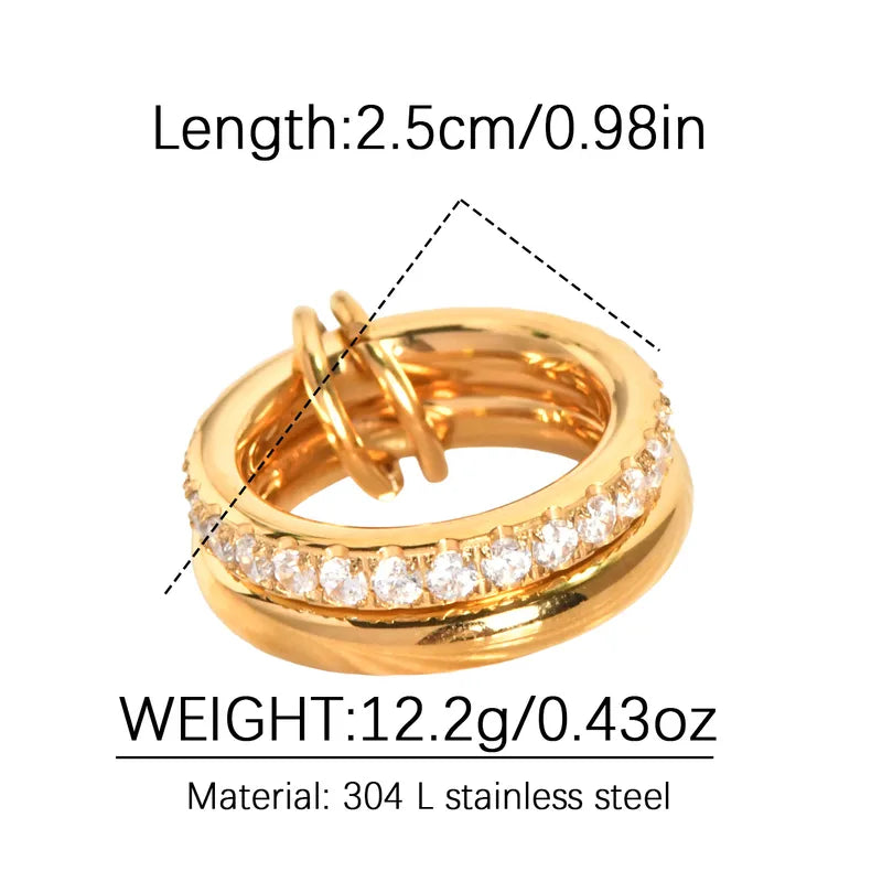 18K Gold Geometric Rings with Zircon Inlay - Waterproof & Non-Tarnish