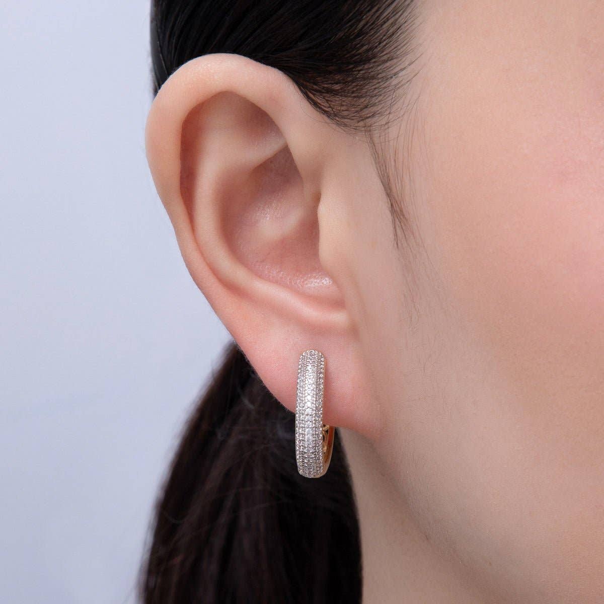 Crystal Dome Hoops 14K Gold Filled