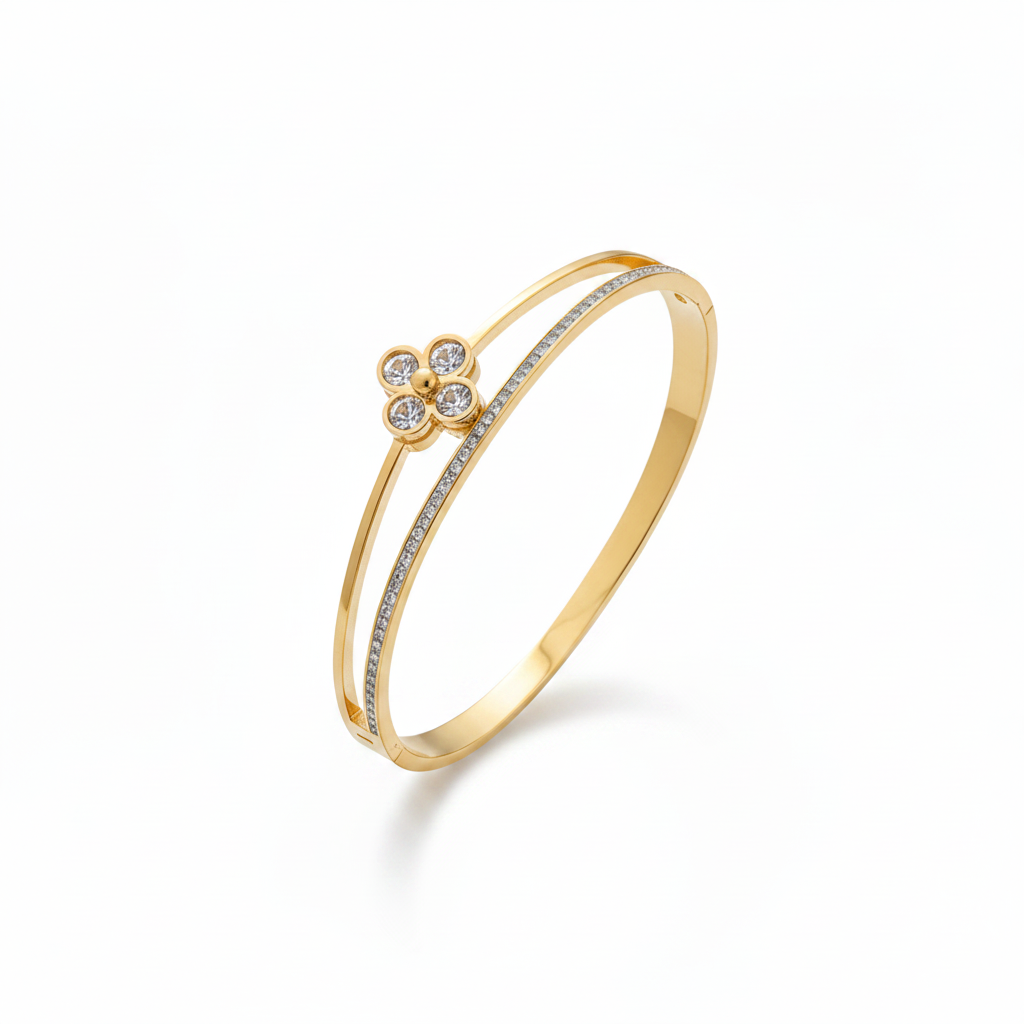 Flora Shine Bangle - 18k Gold Plated