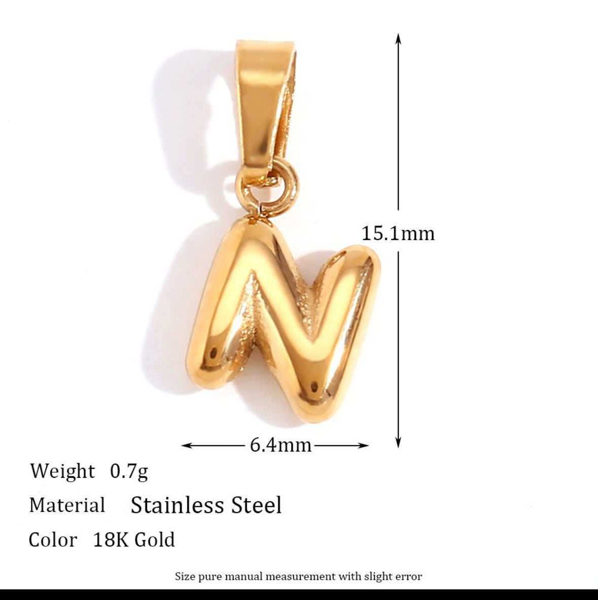 Puffy Initial Charm