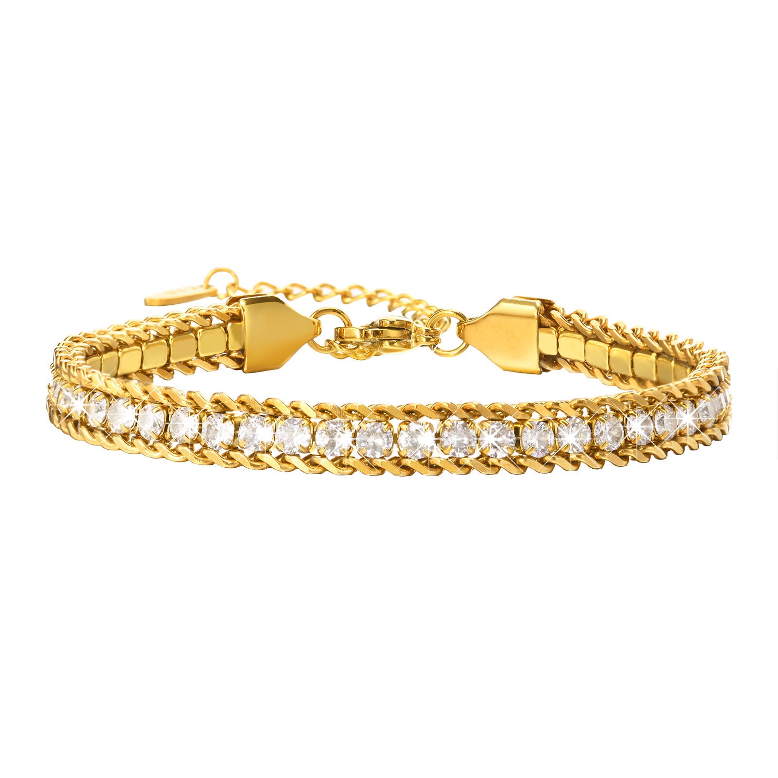 Gold Iced Out Tennis Bracelet