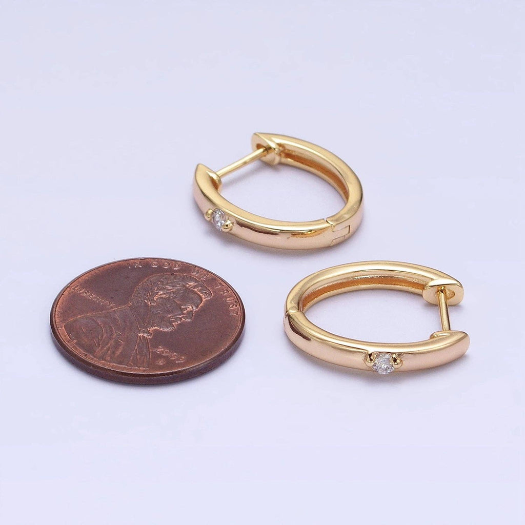 CZ Dotted Gold Huggie Earrings – 16K Gold Filled