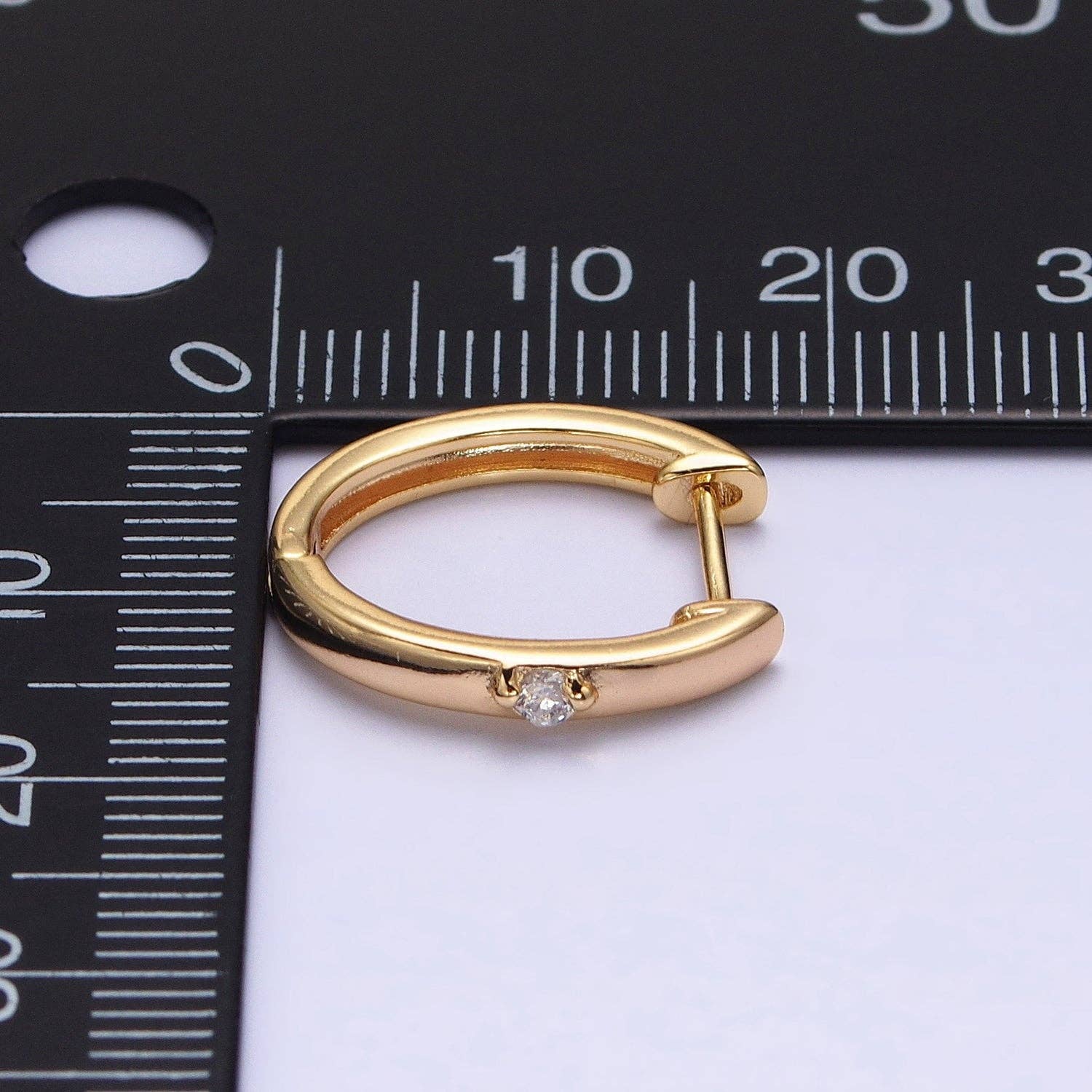 CZ Dotted Gold Huggie Earrings – 16K Gold Filled