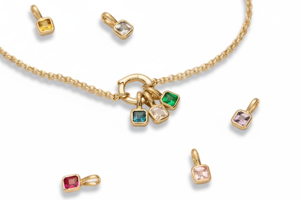 Birthstone Charms-18k gold plated