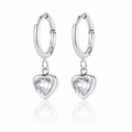 Emerald Heart Silver zircon hoop