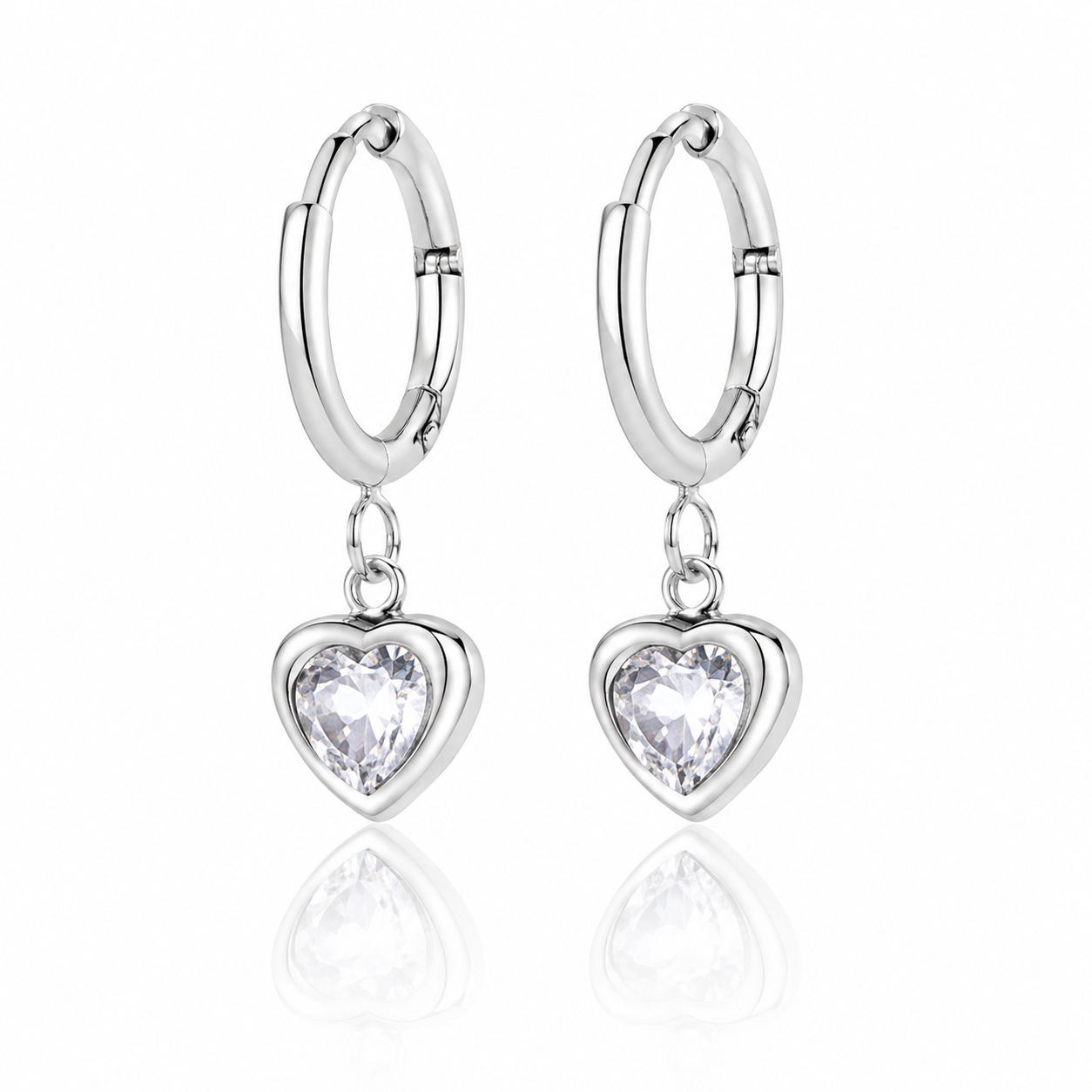 Emerald Heart Silver zircon hoop