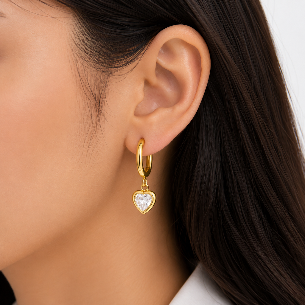 Emerald Heart Gold zircon hoop