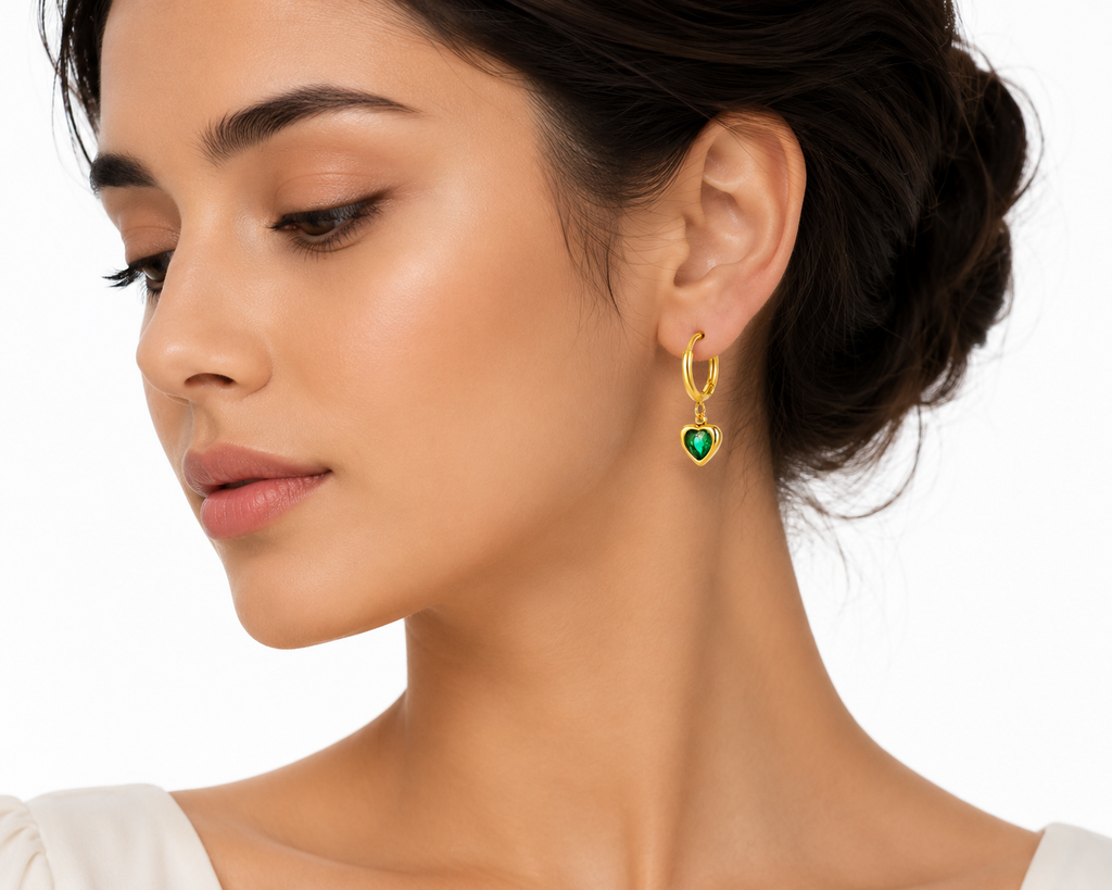 Emerald Heart green zircon hoop