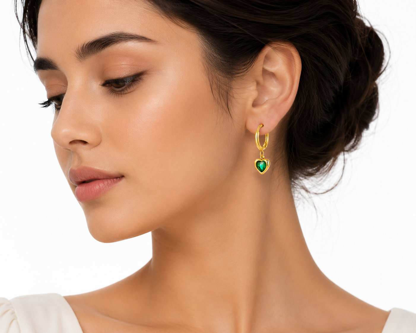 Emerald Heart green zircon hoop