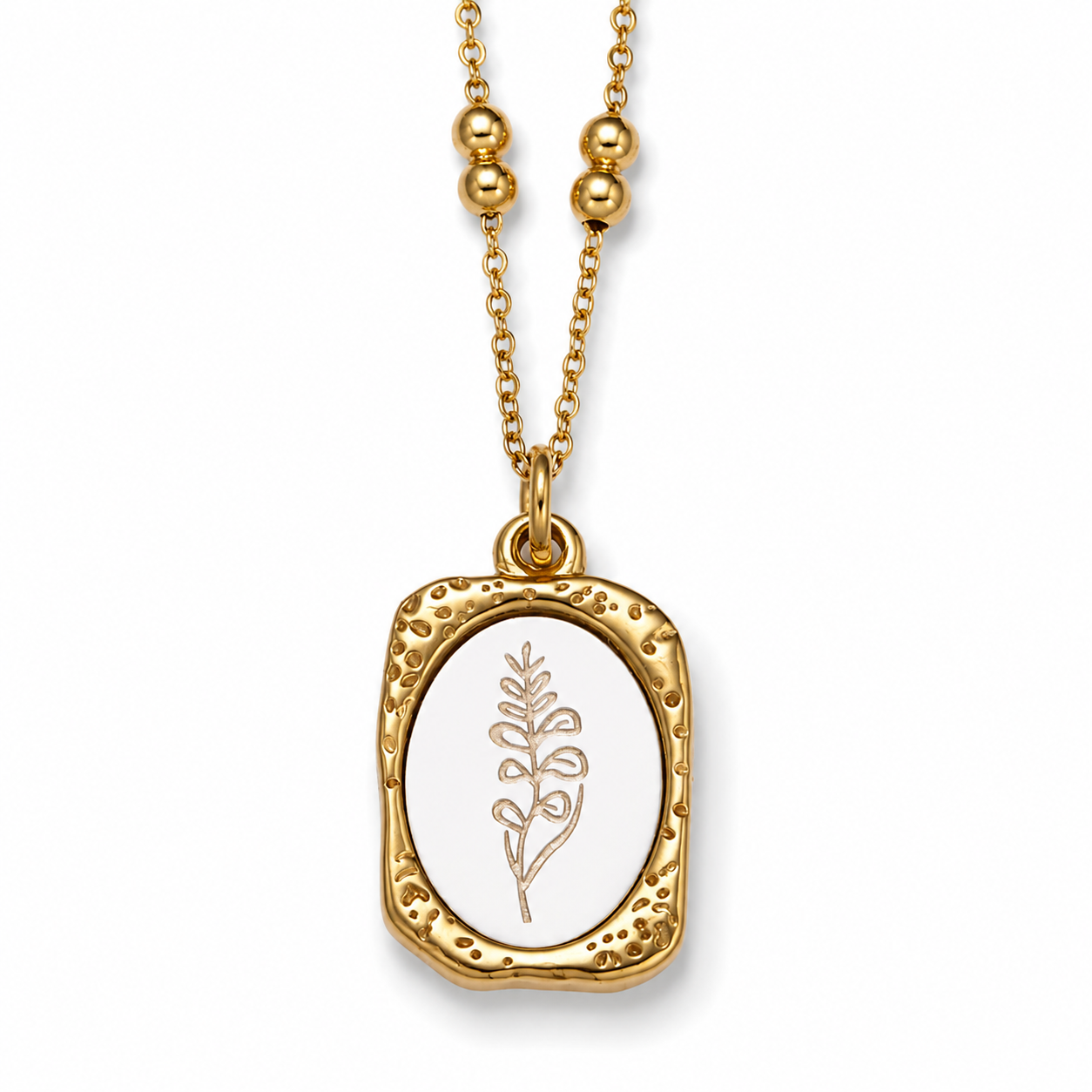 Golden Fern Pendant Necklace