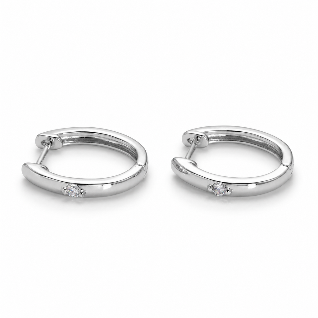 CZ Dotted silver Huggie Earrings – 16K Gold Filled