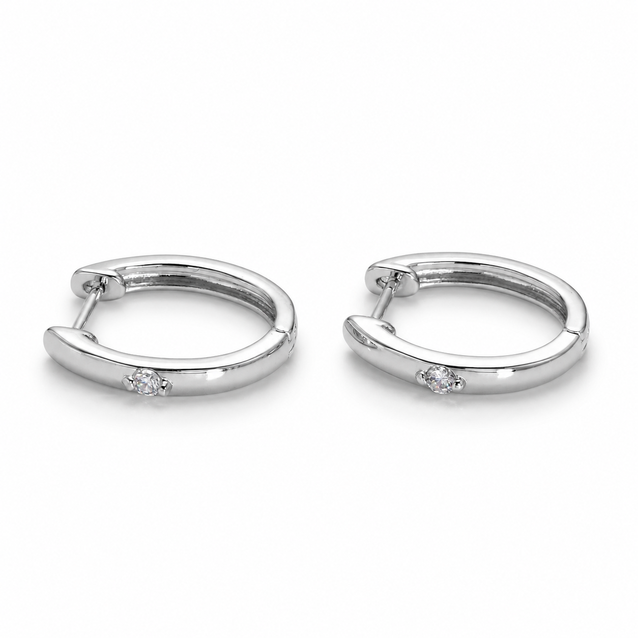 CZ Dotted silver Huggie Earrings – 16K Gold Filled