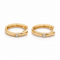 CZ Dotted Gold Huggie Earrings – 16K Gold Filled