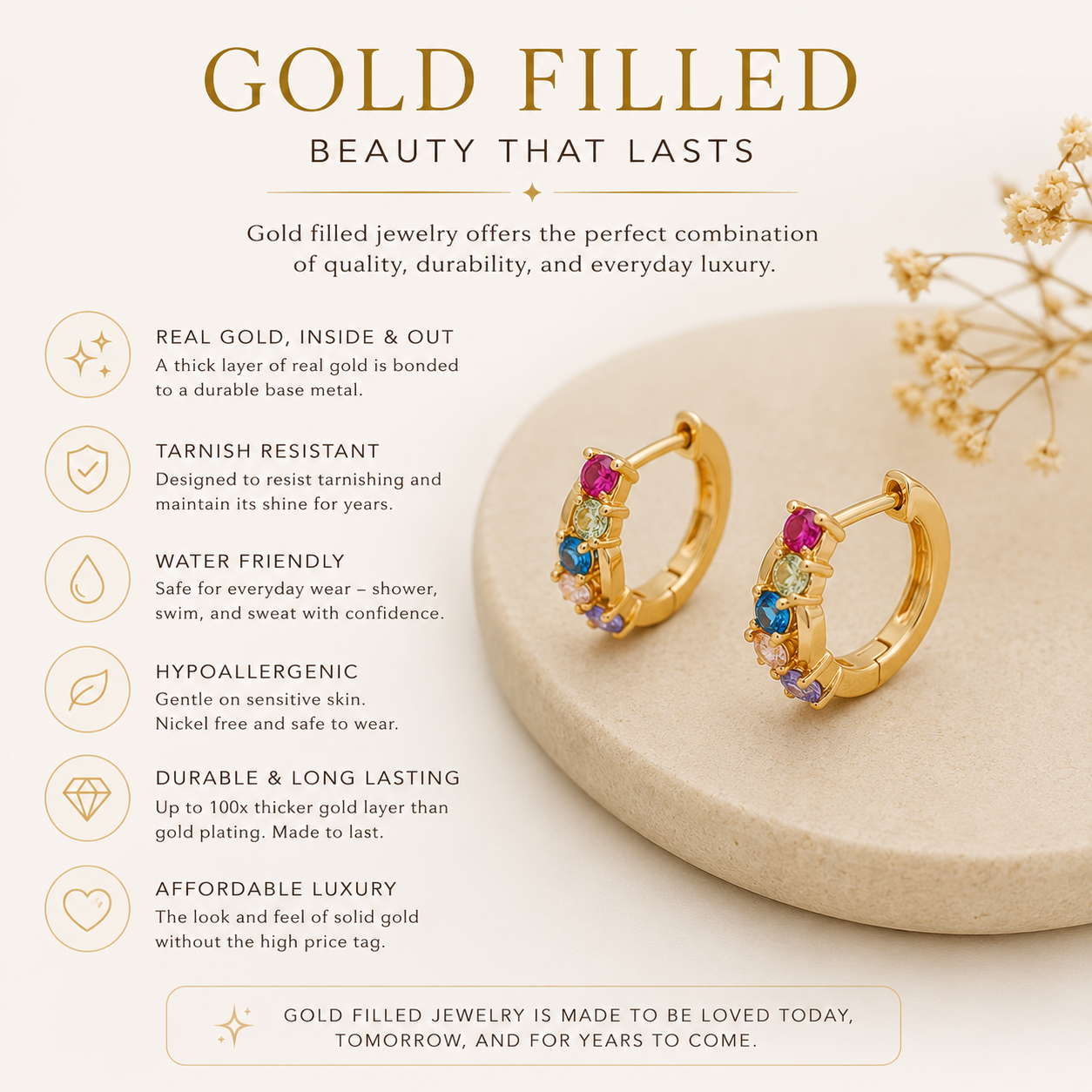 Starlight Gem Huggies-18k gold filled huggies