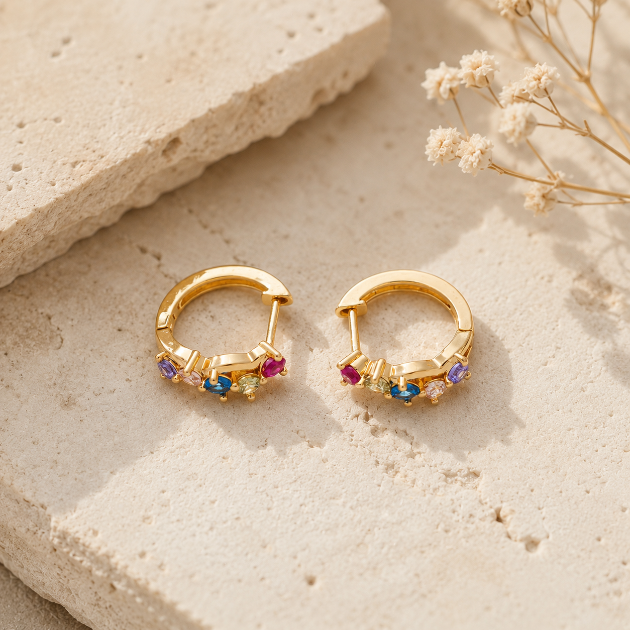 Starlight Gem Huggies-18k gold filled huggies