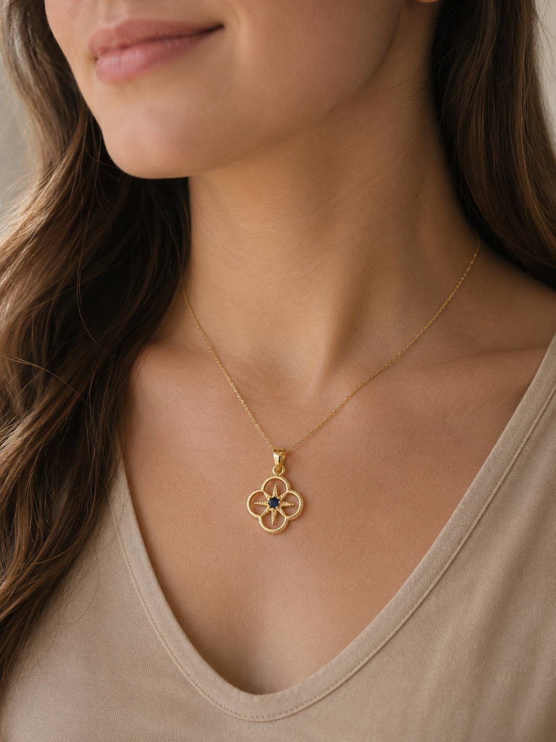 Midnight Clover Star Pendant-24K Gold Filled