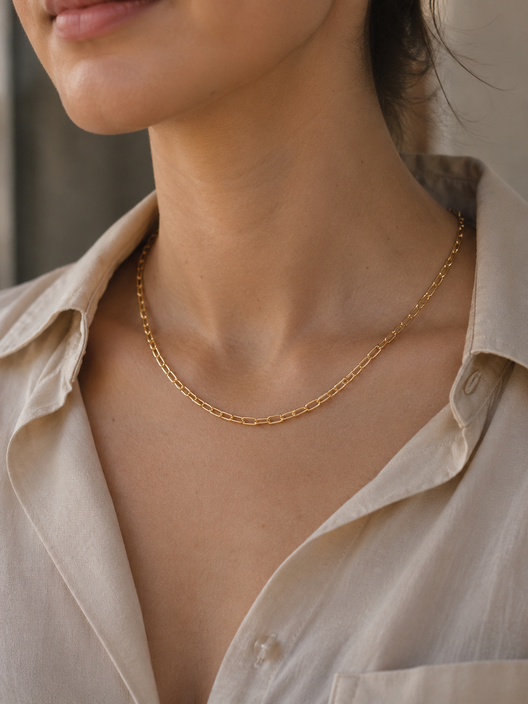 Luna Paperclip Chain Necklace-24K Gold Filled
