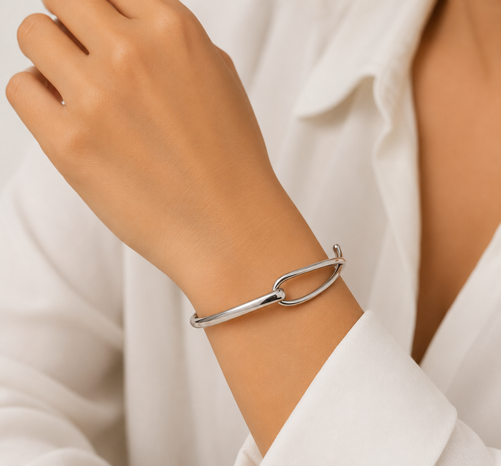 Infinity silver bangle