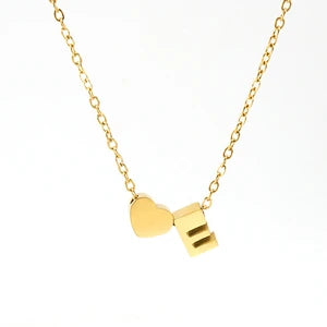 Stylish Letter Pendant Necklace - Gold Plated 18k
