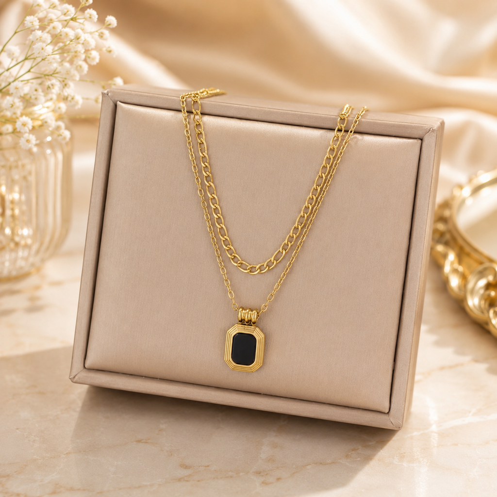 Double layer octagonal necklace