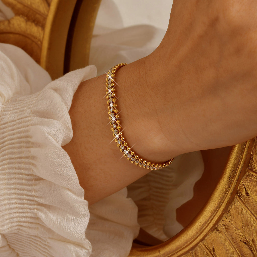 Gold Iced Out Tennis Bracelet