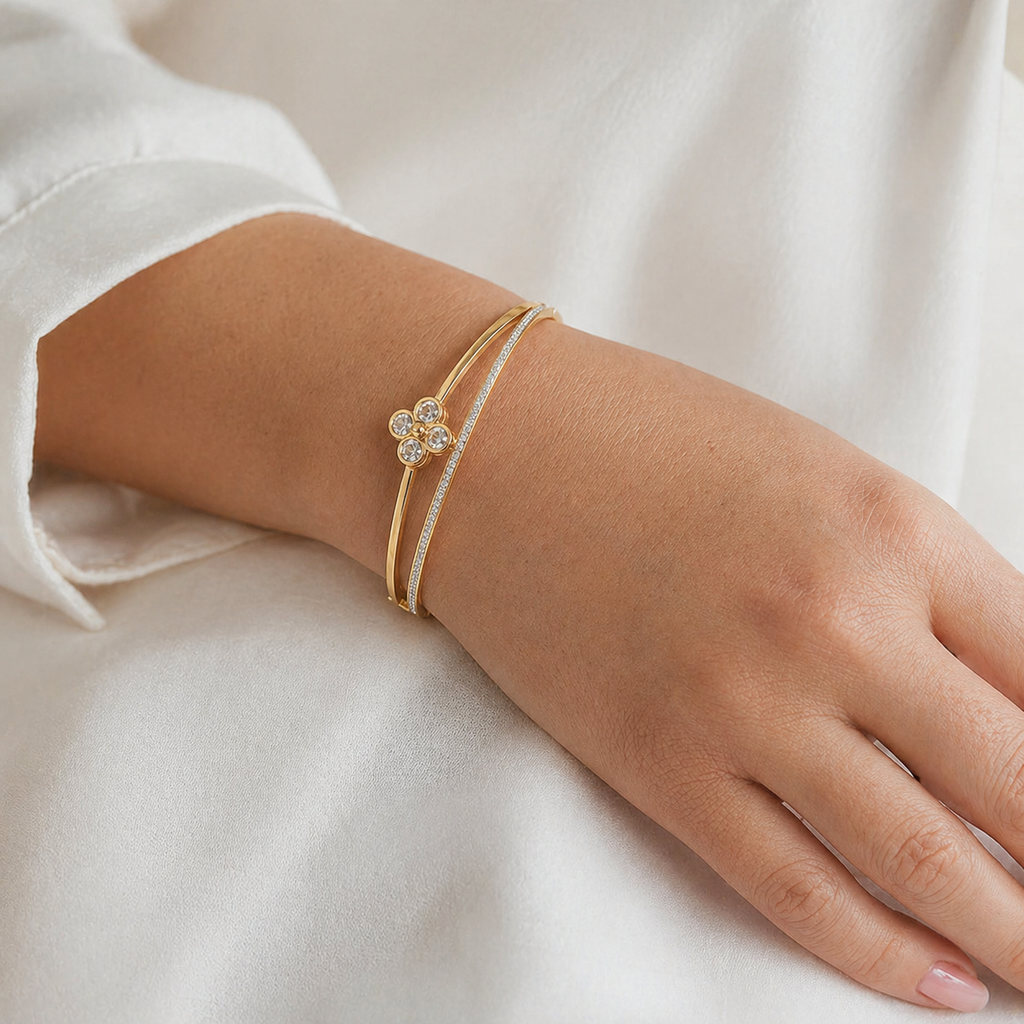 Flora Shine Bangle - 18k Gold Plated