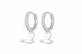 White Heart Huggie Earrings