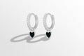 Black Heart Huggie Earrings