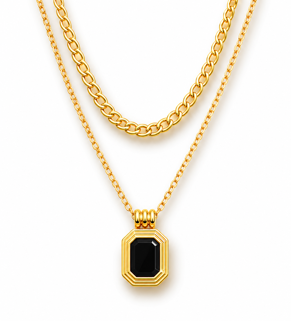 Double layer octagonal necklace