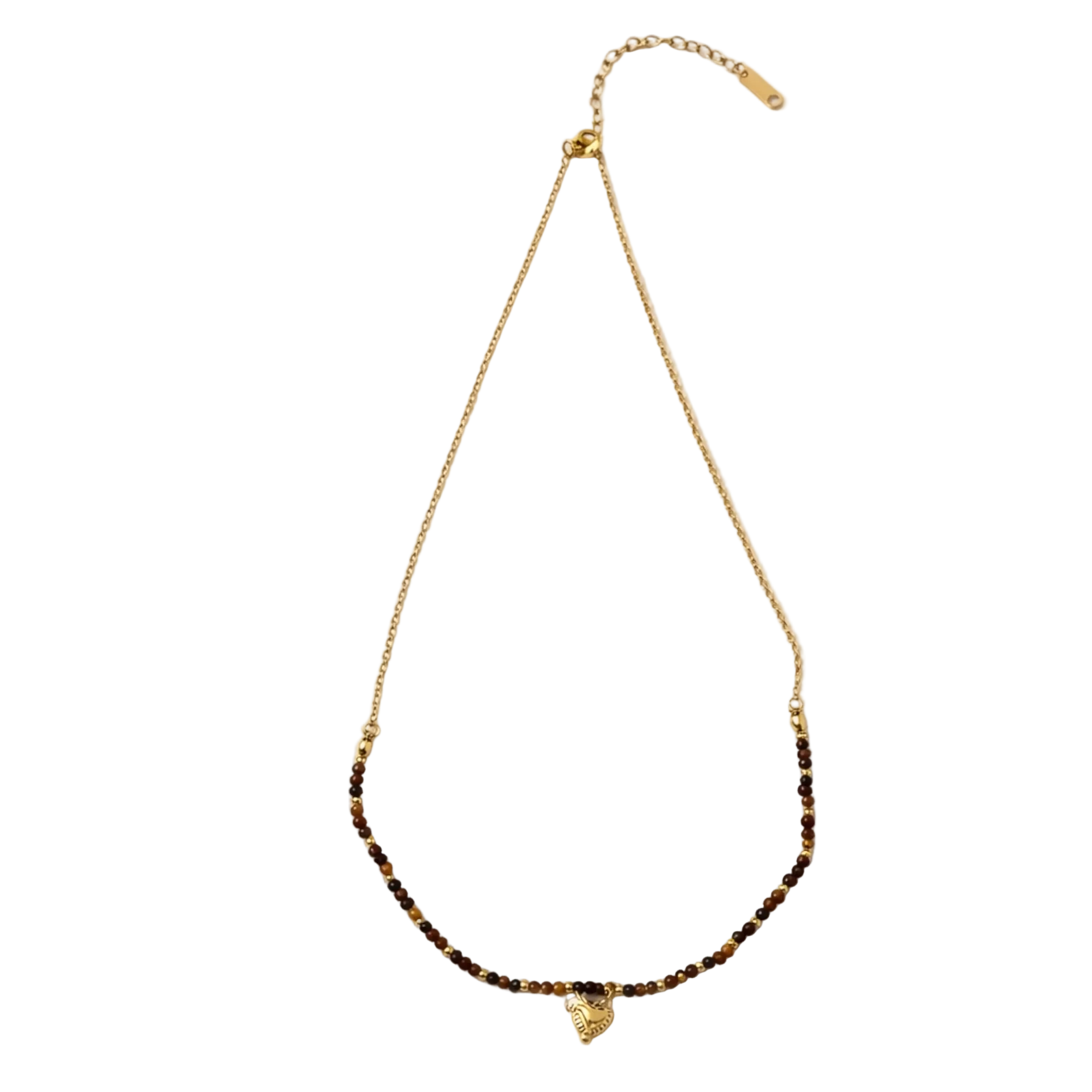 U-Shape Tiger Eye Stone Titanium Steel Necklace - Luxurious Fashion Jewelry