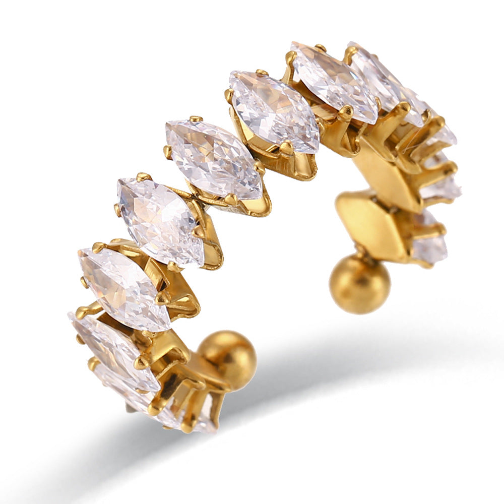 Crystal feather open ring