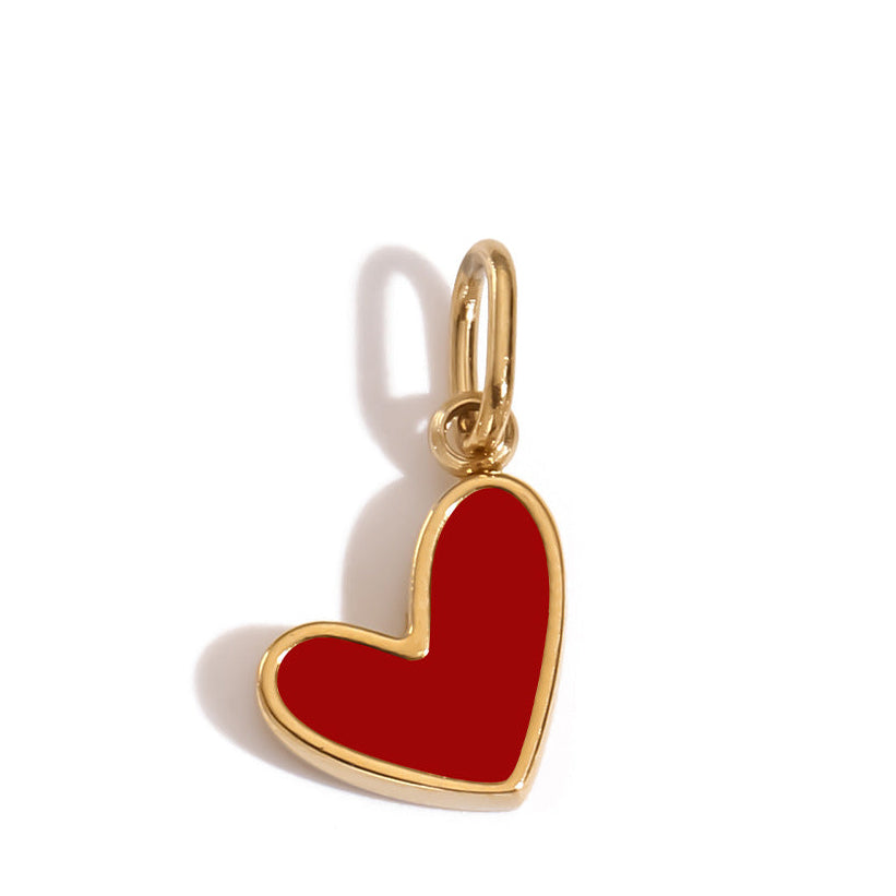 Red Enamel Heart Charm Pendant