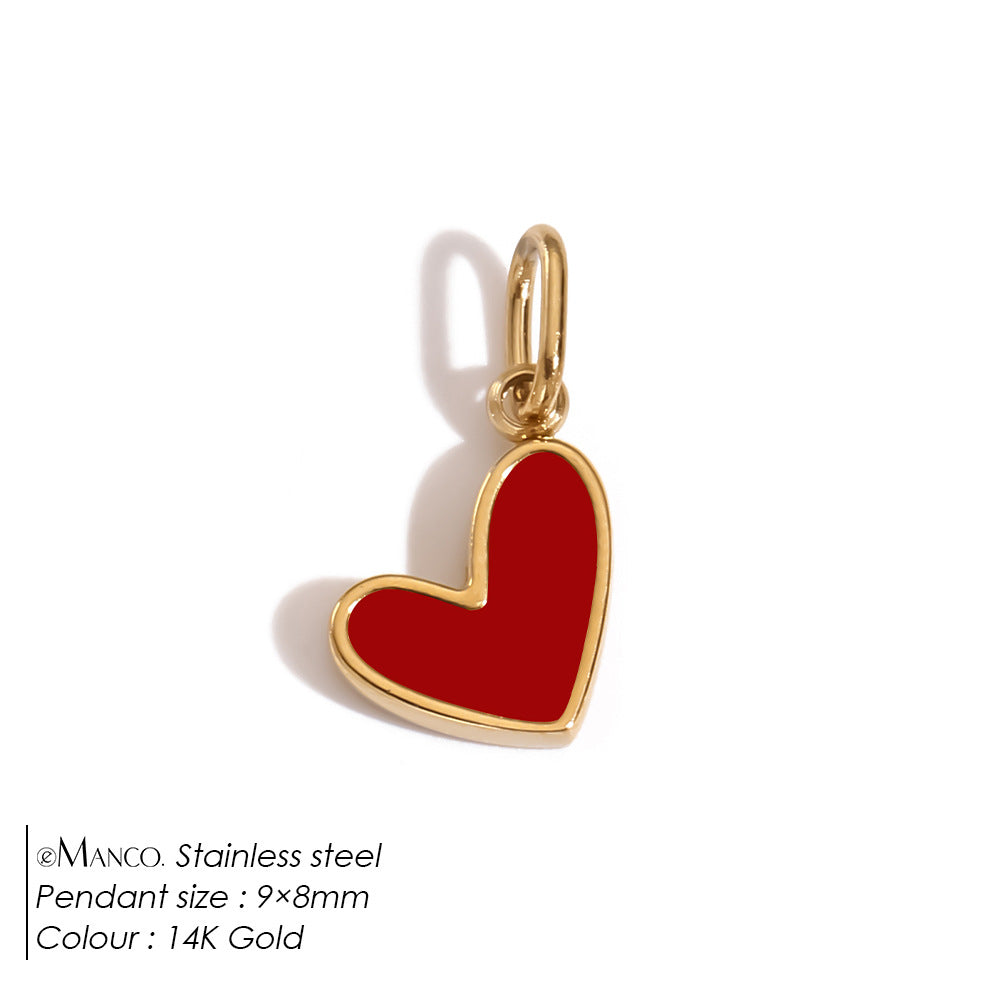 Red Enamel Heart Charm Pendant