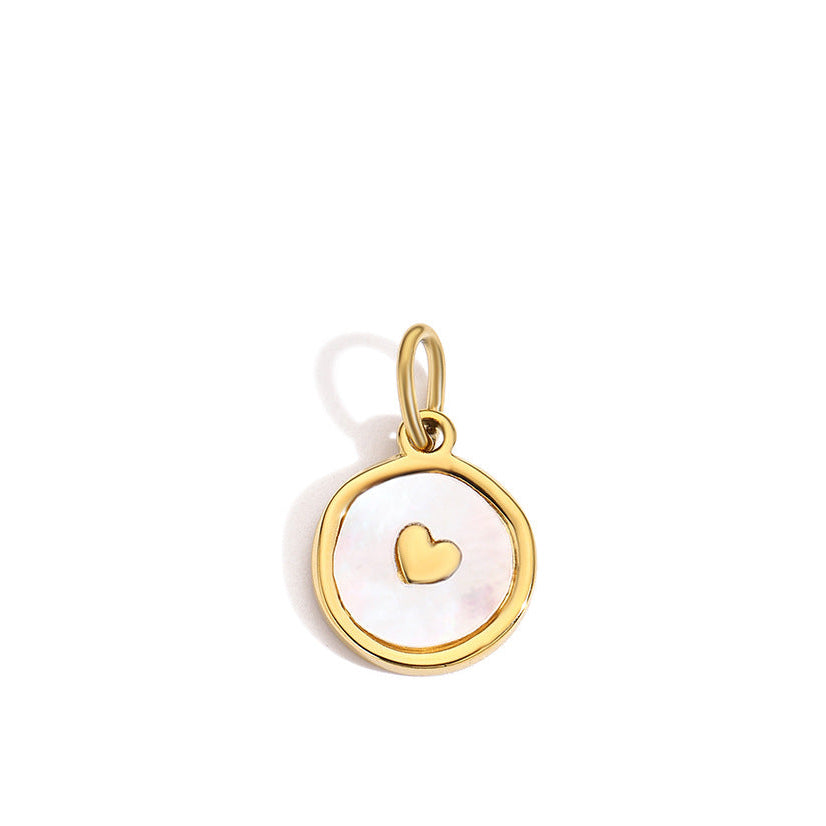 Mother of Pearl Heart Coin Charm Pendant