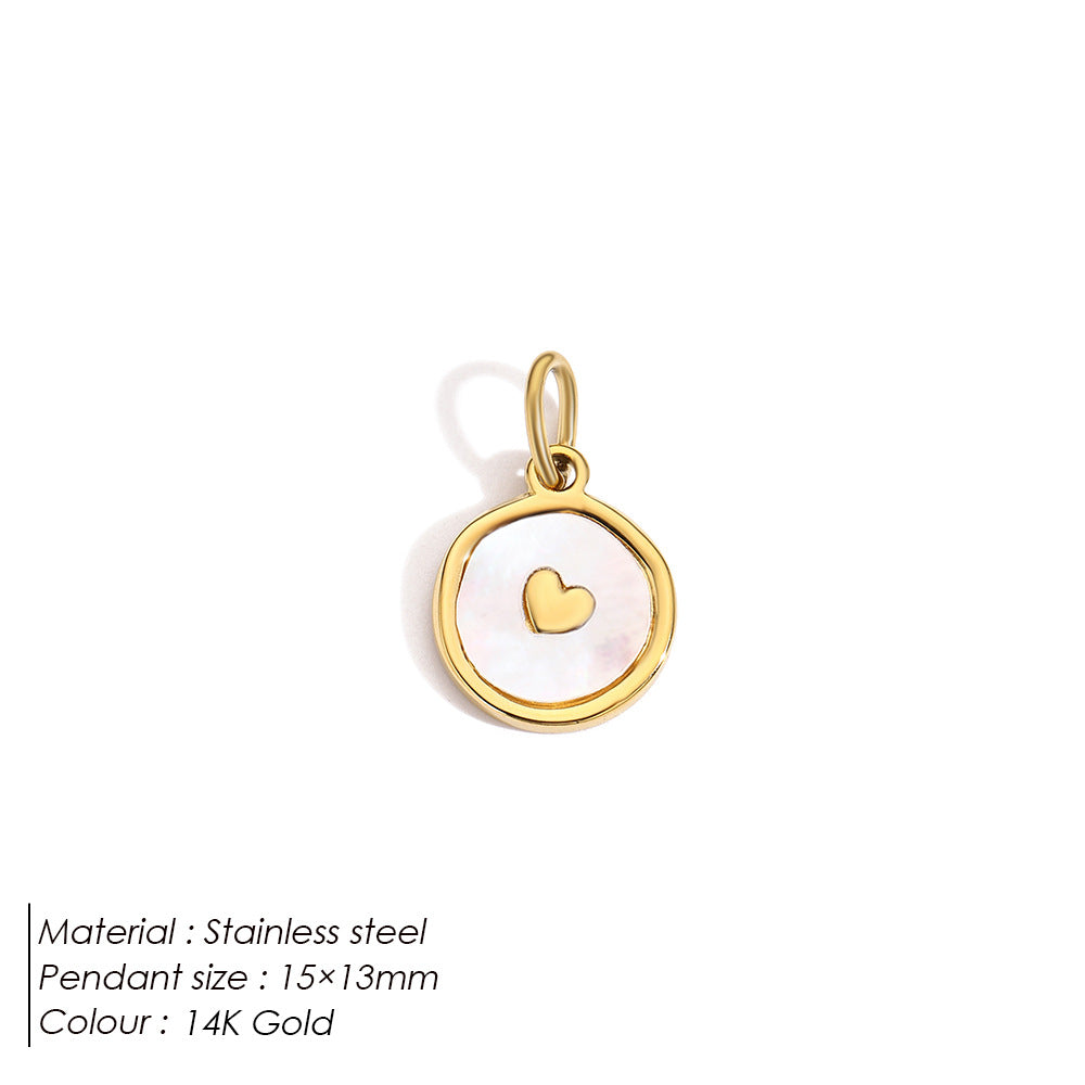 Mother of Pearl Heart Coin Charm Pendant