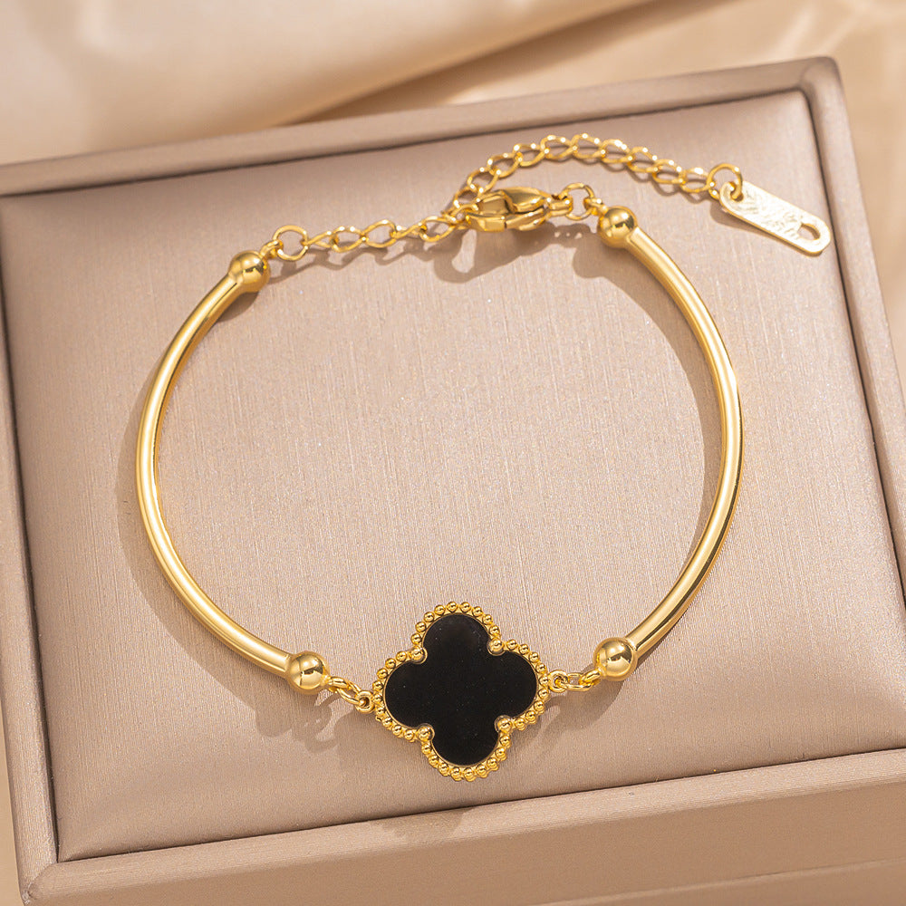 Auric Clover Bangle-Black