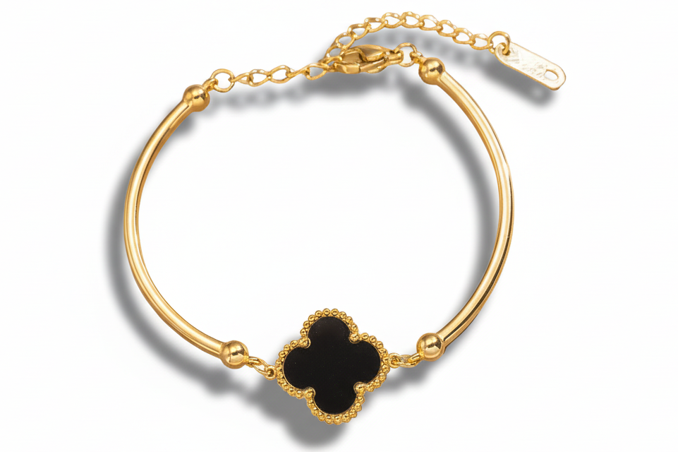 Auric Clover Bangle-Black