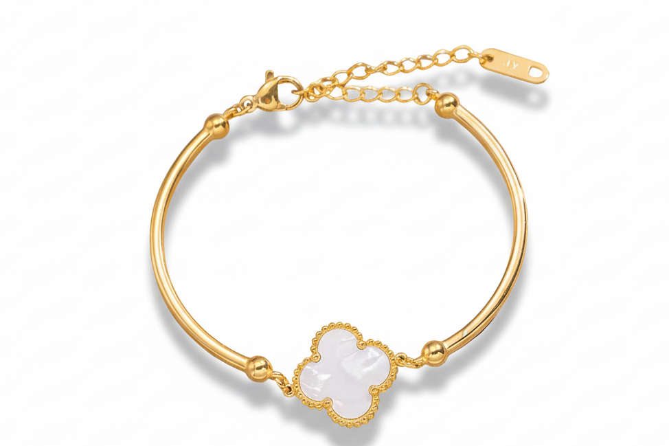 Auric Clover Bangle-white