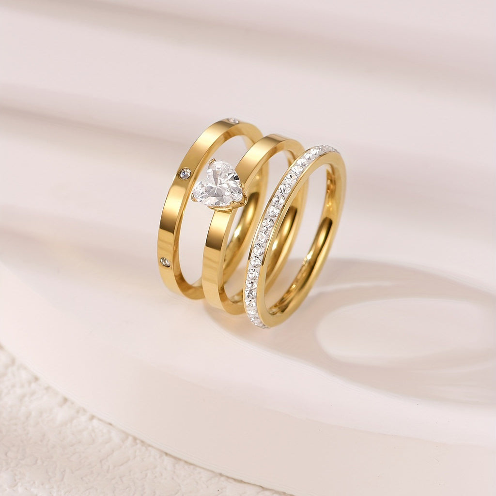 Heart Trio Ring Set