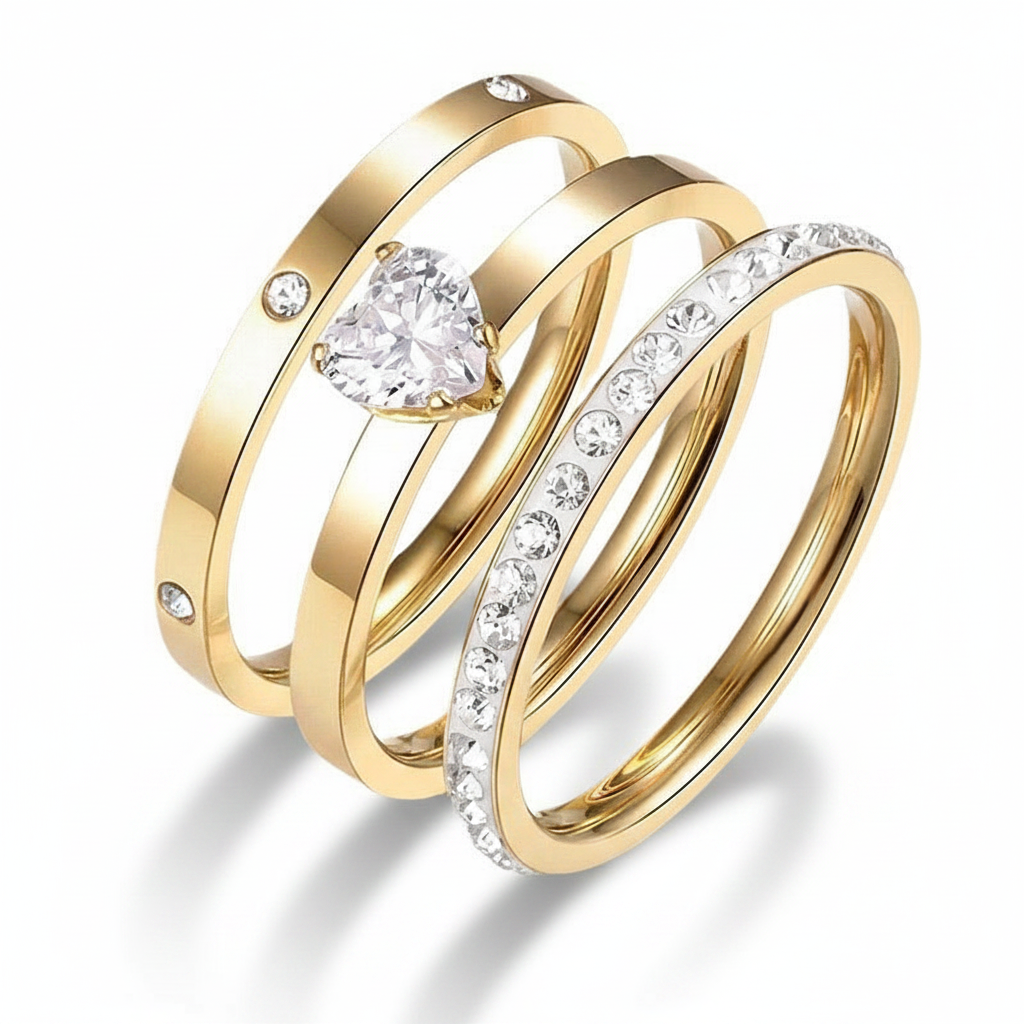 Heart Trio Ring Set