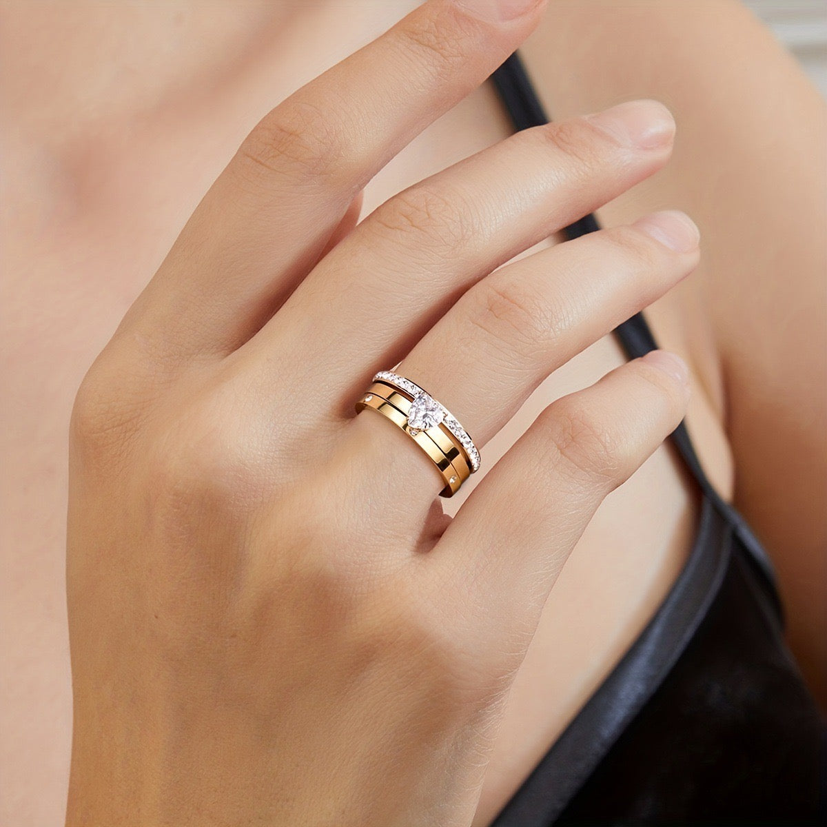 Heart Trio Ring Set