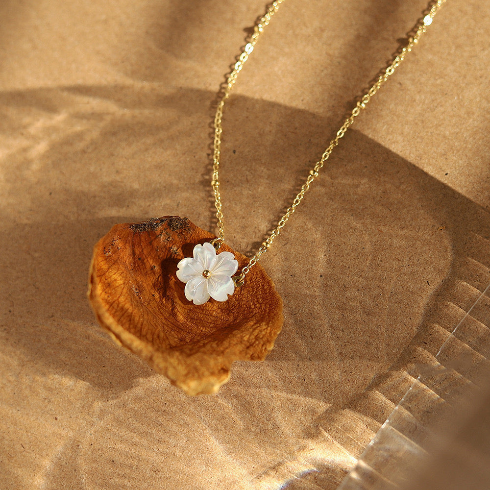 Shell Petal Studs & necklace
