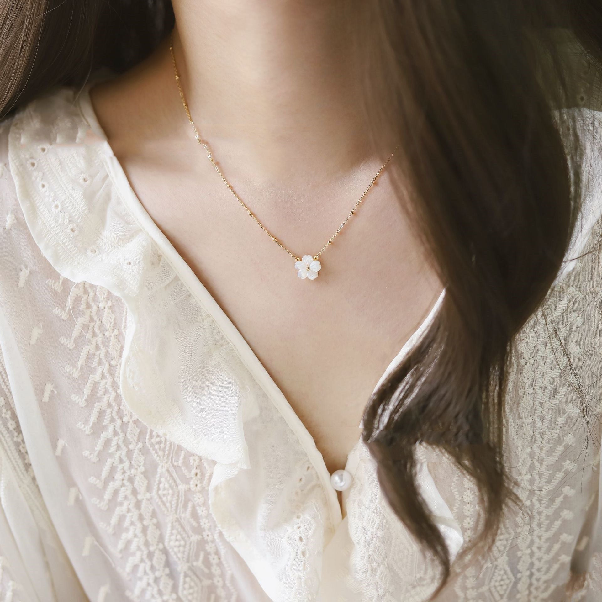 Shell Petal Studs & necklace