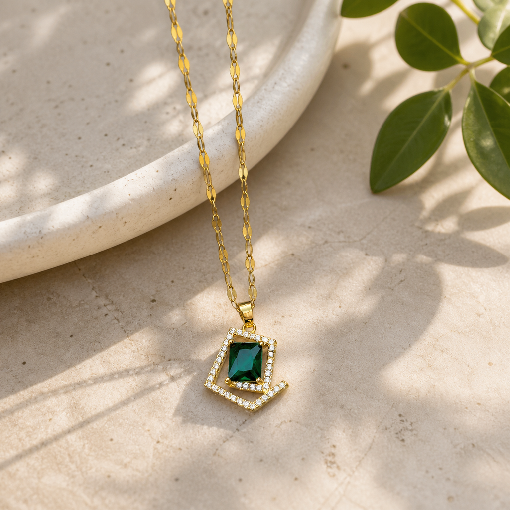 Green stone necklace