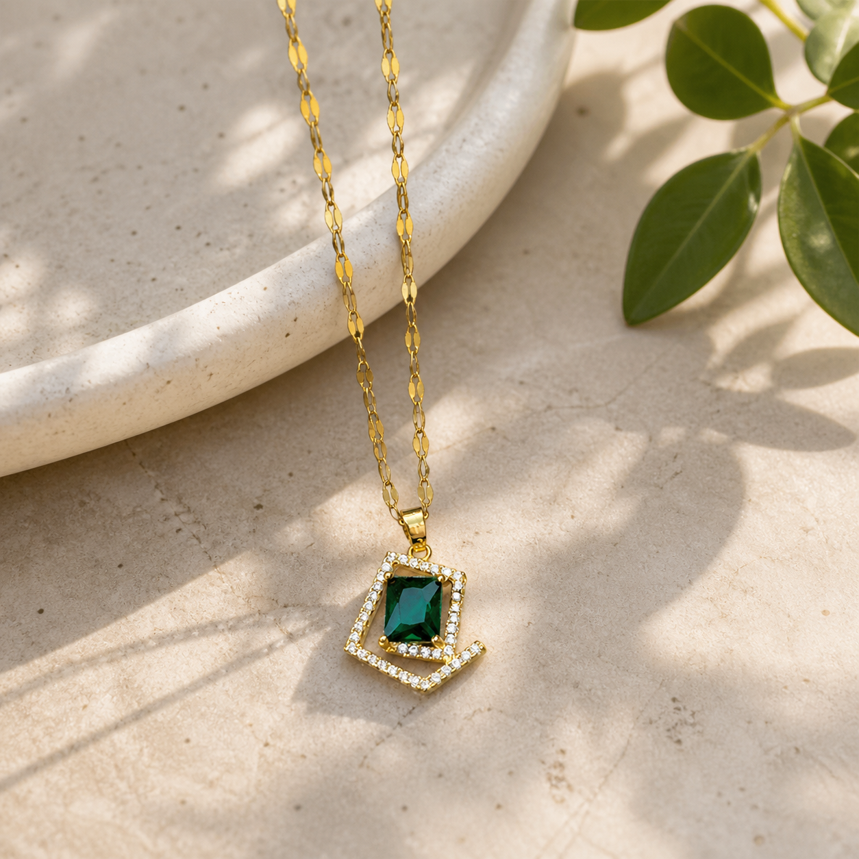 Green stone necklace