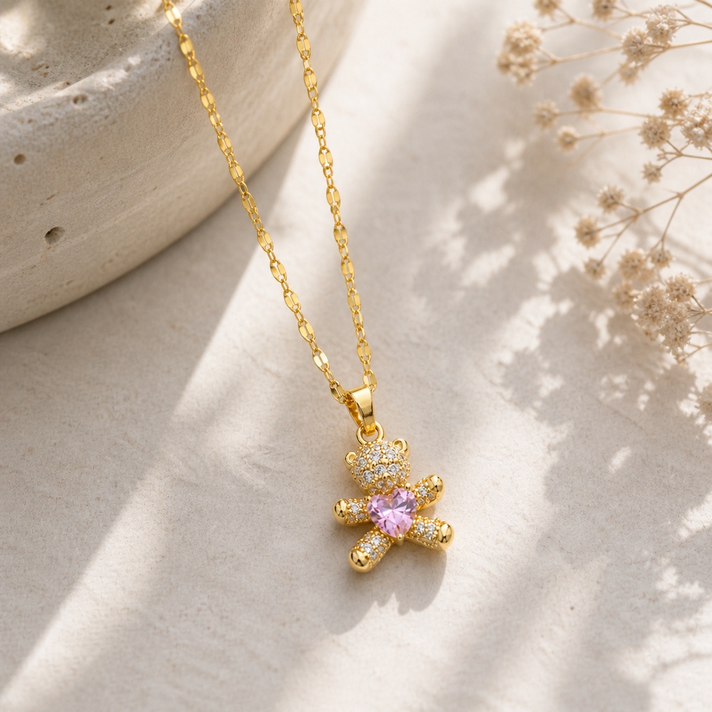 Crystal bear necklace