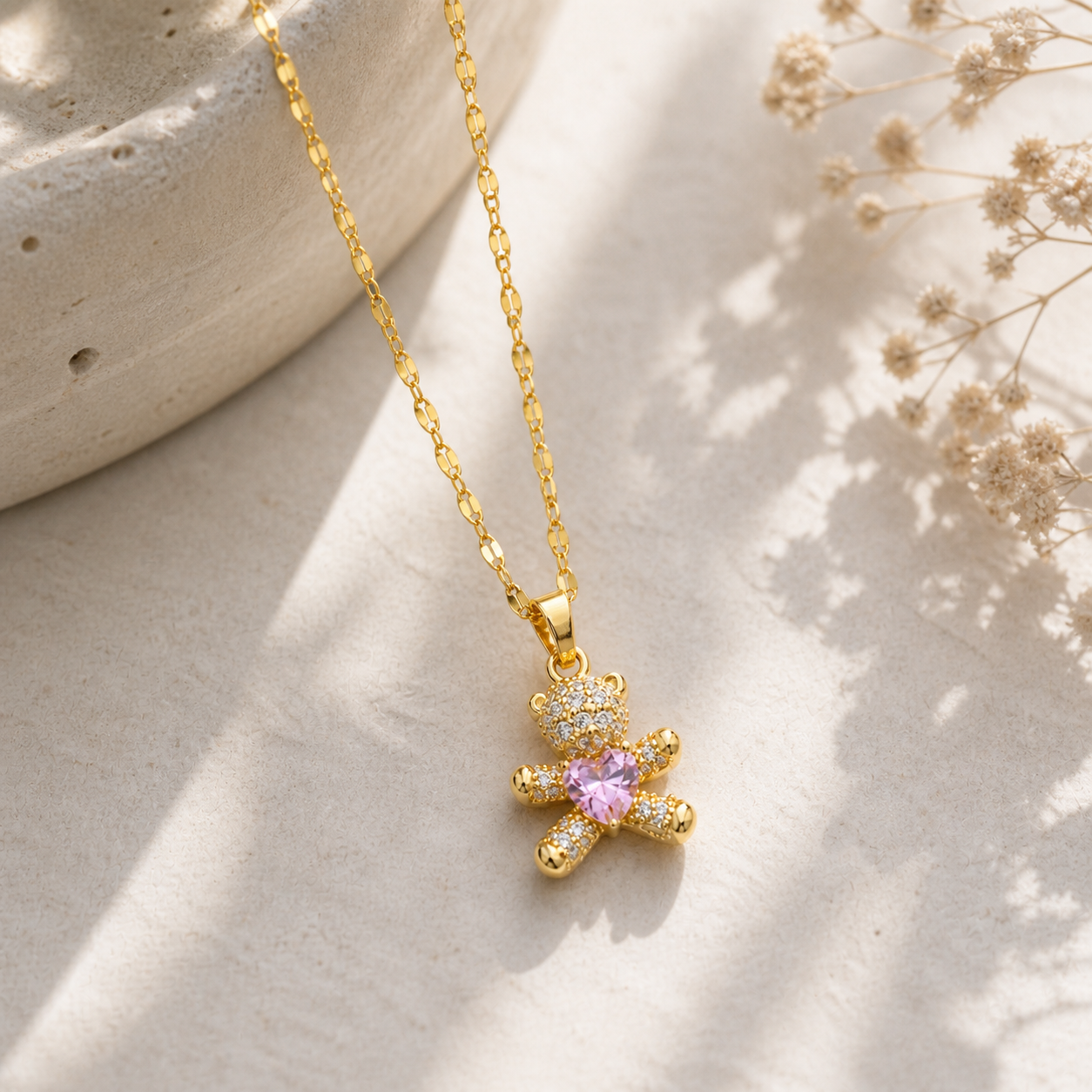 Crystal bear necklace